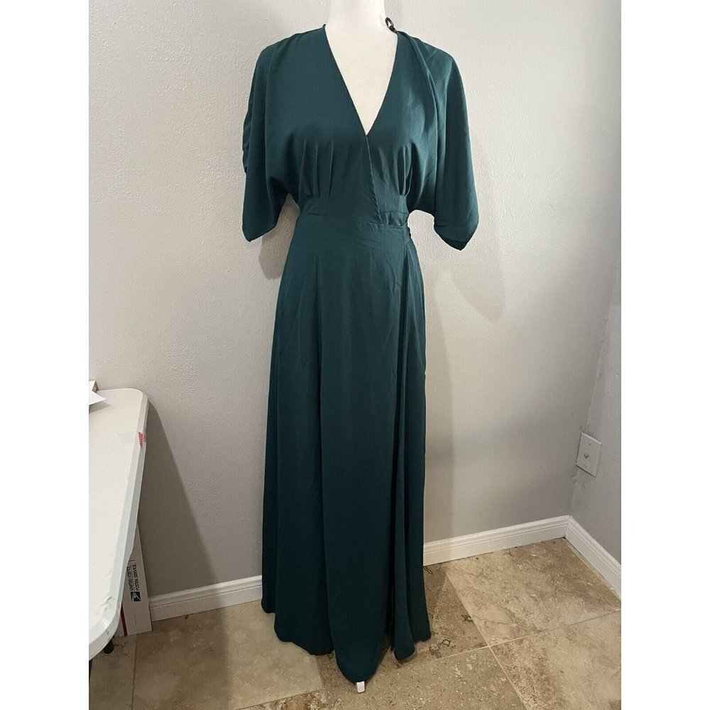 Aakaa Wrap Dress Women Small Maxi Emerald Green